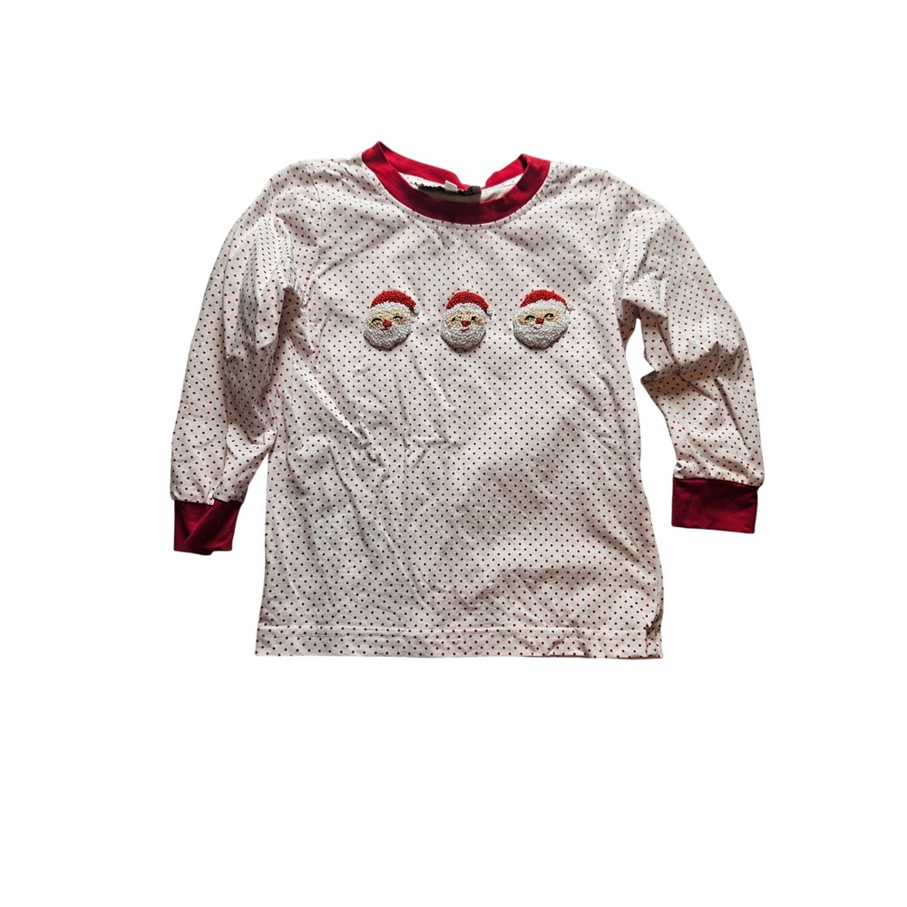 Southern Darlin Smocks Santa Polka Dot Christmas Top Red White 4T